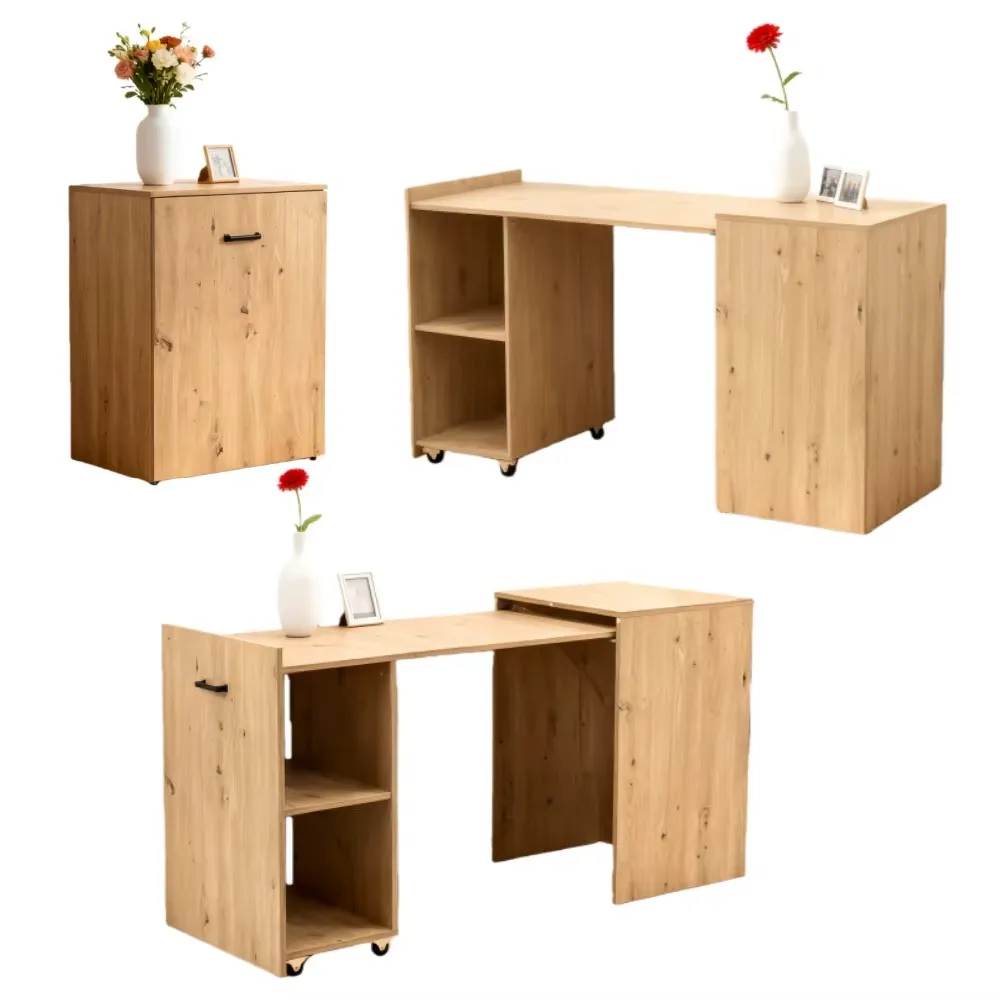 Bureau et table à manger (Blanc, Blanc)