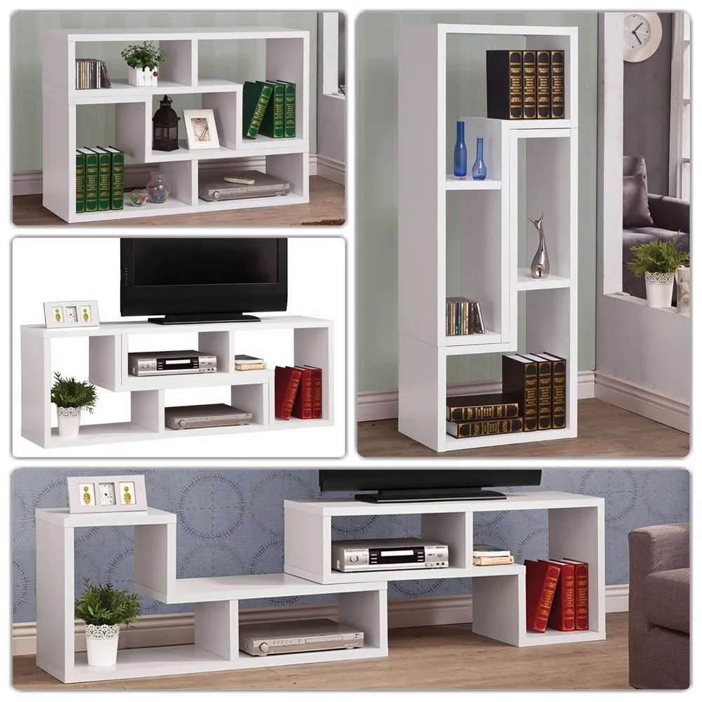 Bibliotheque & Meuble TV (Blanc, Blanc)