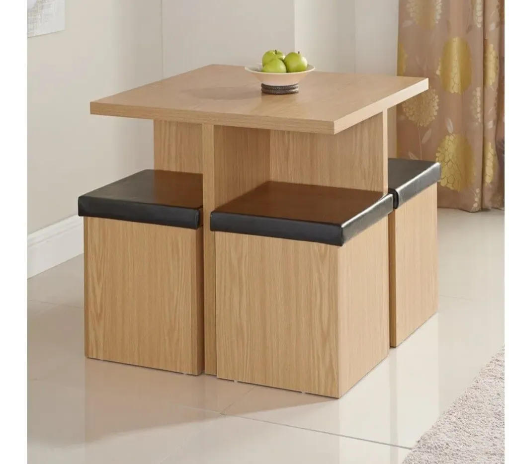 [SKU00000018] Table a manger et 4 pouffes avec rangement