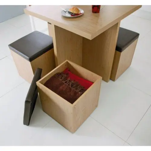 [SKU00000018] Table a manger et 4 pouffes avec rangement